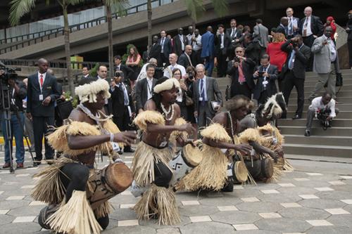 Kenyan Chuka dancers entertain delegates during the official opening of the tenth WTO ministerial conference in Nairobi Kenya Tuesday