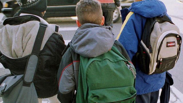 Children with backpacks