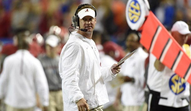 Dec 5 2015 Atlanta GA USA Alabama Crimson Tide offensive coordinator Lane Kiffin during the first quarter of the 2015 SEC Championship Game against the Florida Gators at the Georgia Dome. Mandatory Credit John David Mercer-USA TODAY Sports