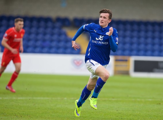 Leicester City's Ben Chilwell in action against Liverpool during the Under 21 FA Premier League match at the Deva Stadium