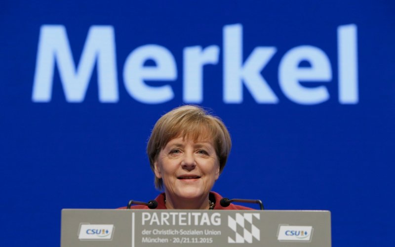 German Chancellor Angela Merkel addresses the Christian Social Union party congress in Munich Germany