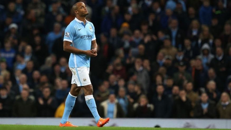 MANCHESTER ENGLAND- DECEMBER 26 The injured Vincent Kompany of Manchester City walks off the pitch after only just coming on as a second half substitute during the Barclays Premier League match between Manchester City and Sunderland at the Etihad Stadi