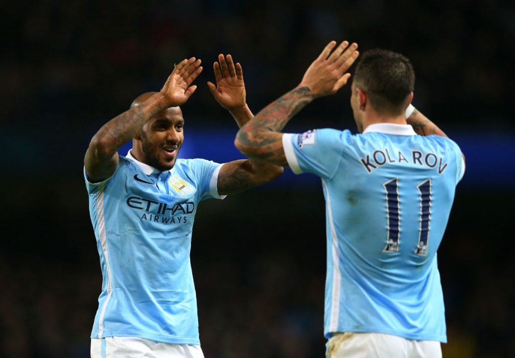 Manchester City midfielder Fabian Delph and defender Aleksandar Kolarov