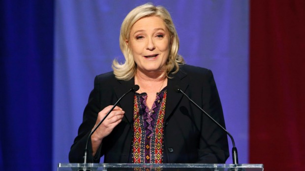 Marine Le Pen delivers a speech after results in the Nord-Pas-de-Calais-Picardie region for the second-round regional elections in Henin-Beaumont France