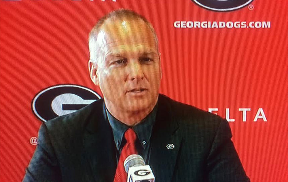 Mark Richt speaks at a goodbye press conference at Georgia