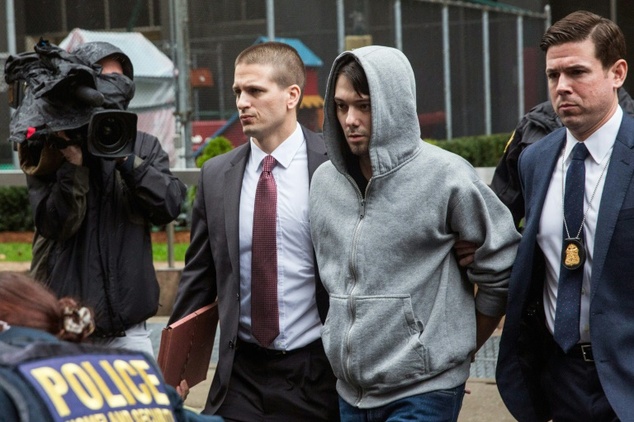 Martin Shkreli, then CEO of Turing Pharmaceutical is brought out of 26 Federal Plaza by law enforcement officials after being arrested for securitie