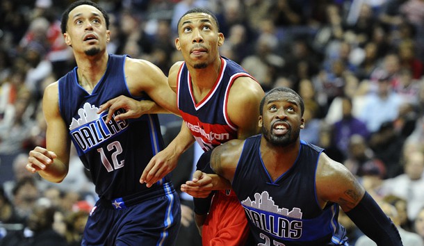 Dec 6 2015 Washington DC USA Dallas Mavericks guard Wesley Matthews Washington Wizards forward Otto Porter Jr. and Dallas Mavericks guard John Jenkins position for a rebound during the second half at Verizon Center. Dallas Mavericks