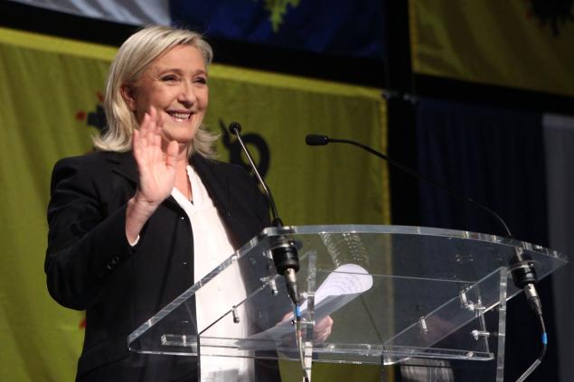 French far-right National Front Party leader Marine Le Pen delivers a speech after the first round of regional elections