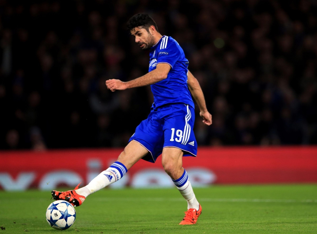 Chelsea's Diego Costa shoots at goal which leads to an own goal scored by Porto's Ivan Marcano during the UEFA Champions League match at Stamford Bridge London. PRESS ASSOCIATION