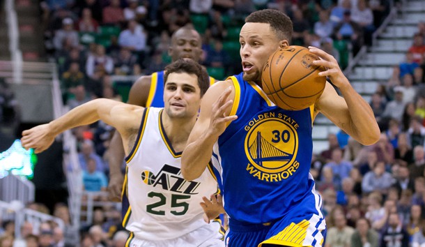 Nov 30 2015 Salt Lake City UT USA Golden State Warriors guard Stephen Curry drives to the basket in front of Utah Jazz guard Raul Neto during the first half at Vivint Smart Home Arena. Russ Isabella-USA TODAY Sports