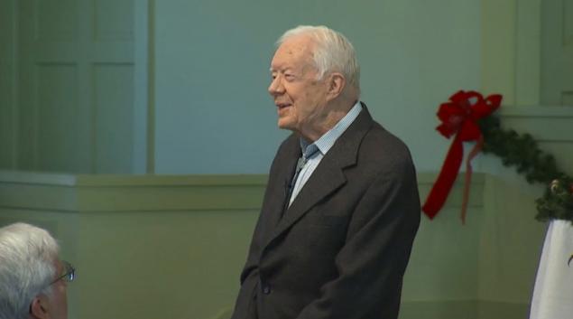 Former President Jimmy Carter at the Maranatha Baptist Church earlier this month when he announced that he had beaten cancer