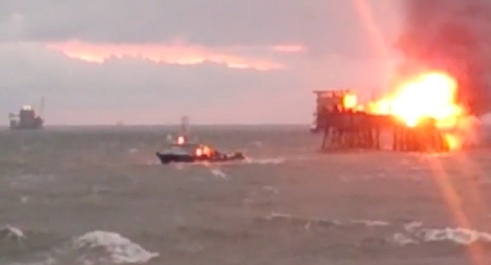 At least 19 people were evacuated from a burning platform in an oil and gas field in the Caspian Sea the State Oil Company of Azerbaijan Republic said on Saturday