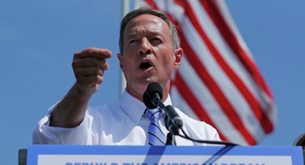 Former Maryland Governor Martin O'Malley announces his intention to seek the Democratic presidential nomination during a speech in Federal Hill Park in Baltimore Maryland United States