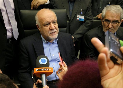 Iran's Minister of Petroleum Bijan Namdar Zangeneh speaks to journalists prior to the start of a meeting of the Organization of the Petroleum Exporting Countries OPEC at their headquarters in Vienna Austria