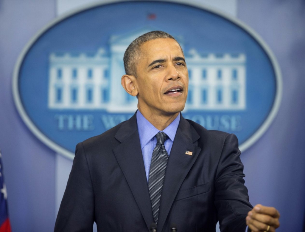 President Barack Obama speaks during a news conference in the White House Brady Press Briefing Room in Washington Friday Dec. 18 2015