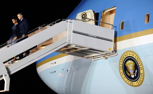 Pool  AFP  File  Wally Skalij
US President Barack Obama and US first lady Michelle Obama arrive at San Bernardino International Airport