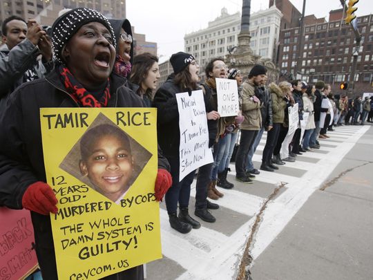 Demonstrators protest Rice decision