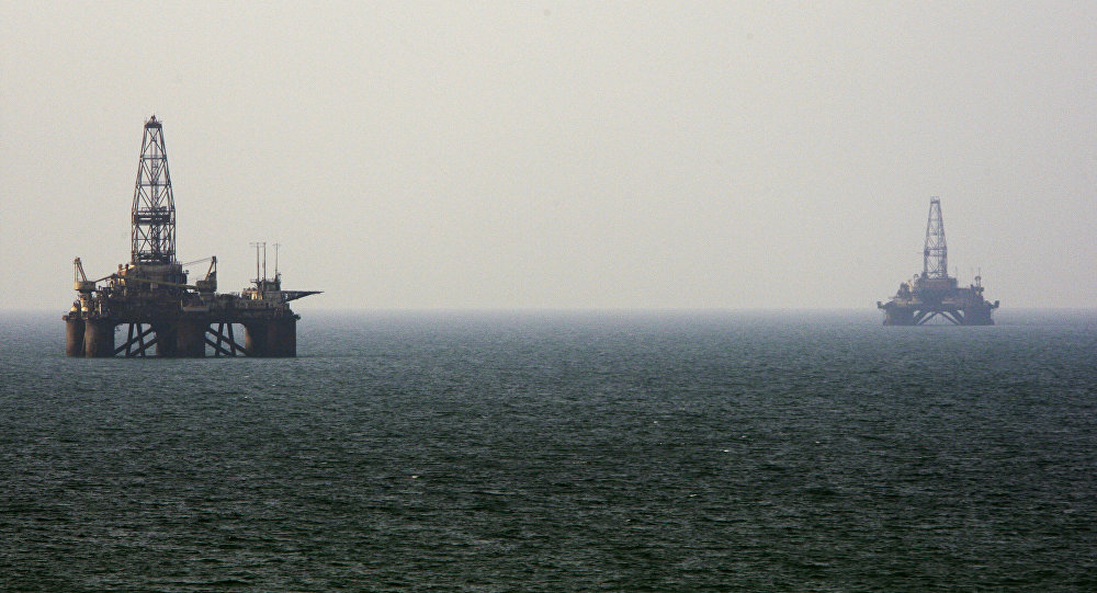 Oil rigs in the Caspian Sea