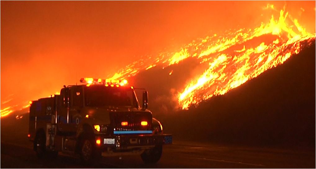 One of the fire vehicles on the line in Ventura County