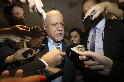 Iran's Minister of Petroleum Bijan Namdar Zangeneh speaks to journalists at a hotel in Vienna Austria Thursday Dec. 3 2015