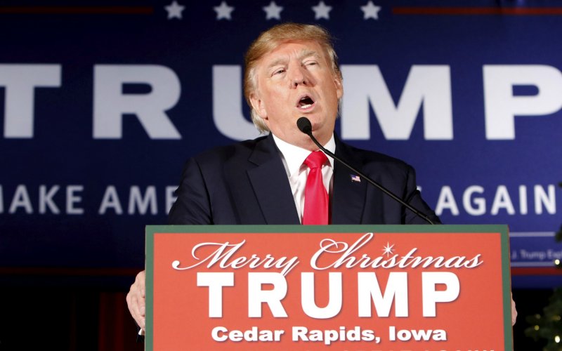 U.S. Republican presidential candidate Donald Trump speaks at a campaign event at the Veterans Memorial Building in Cedar Rapids Iowa