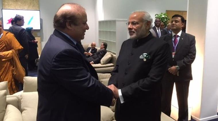 Paris Climate Summit 2015 PM Narendra Modi meets Pak PM Nawaz Sharif at COP 21 in Paris