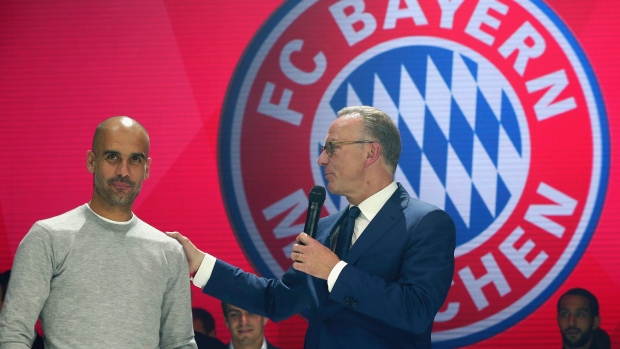 Pep Guardiola and Karl Heinz Rummenigge