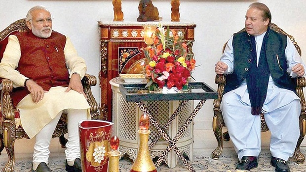 Prime Minister Narendra Modi and his Pakistani counterpart Nawaz Sharif during their meeting in Lahore on Friday | PTI