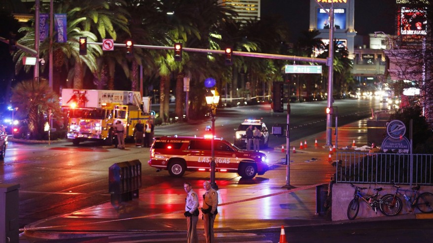 Police and emergency crews respond to the scene of a car accident along Las Vegas Boulevard Sunday Dec. 20 2015 in Las Vegas