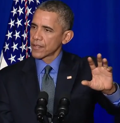 Pres. Obama during Tuesday's press conference in Paris