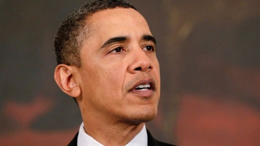 President Barack Obama delivers a statement on Egypt in the State Dining Room of the White House