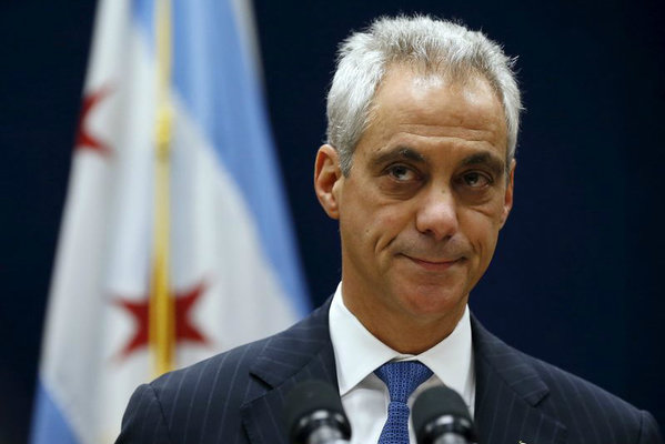 Chicago Mayor Rahm Emanuel listens to remarks at a news conference in Chicago Illinois United States