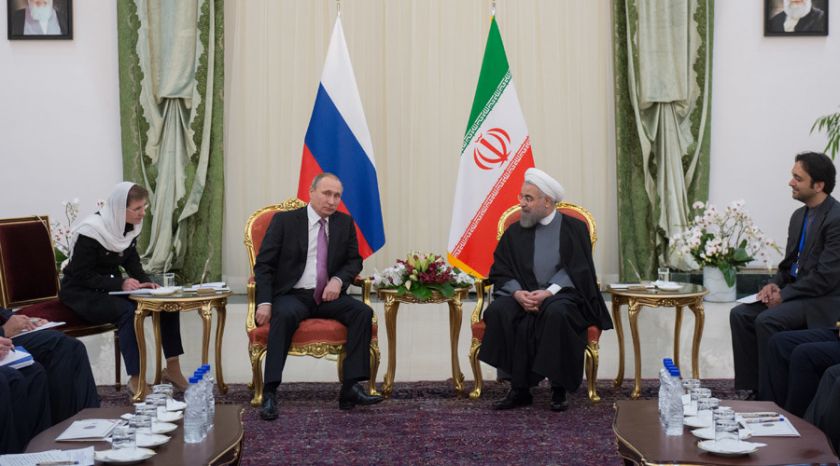 2744835 11/23/2015 Center from left Russian President Vladimir Putin and President of Iran Hassan Rouhani during the talks in Tehran Iran