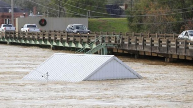 Traffic goes across the bridge on Alabama hwy 87 at the Pea River in Elba Alabama