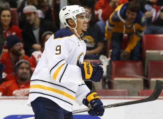 Buffalo Sabres left wing Evander Kane celebrates