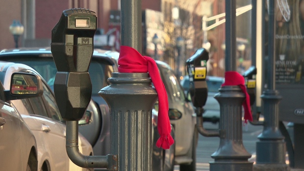 Red scarves were tied around lamp posts and trees around the province to recognize World AIDS Day