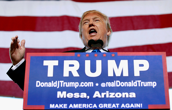 Republican Presidential Candidate Donald Trump greets those who attended his campaign rally in Macon Monday night