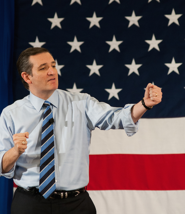 Republican presidential contender and Texas Sen. Ted Cruz speaks in New Hampshire in April