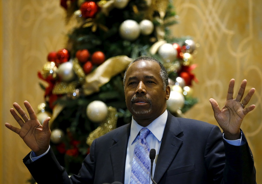 ReutersU.S. Republican presidential candidate Ben Carson speaks during a news conference in Chicago Illinois on Dec 10 2015