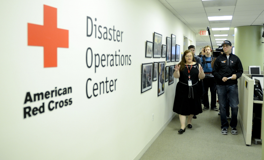 Denny Hamlin Makes A Pit Stop To Tour The Red Cross Disaster Operations Center