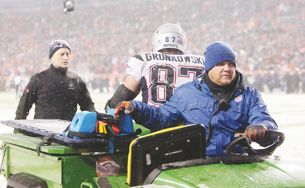 Rob Gronkowski Carted Off The Field After Injuring His Leg Late In The Fourth Quarter Week 12 Against The Denver Broncos