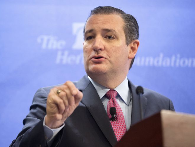 Republican presidential candidate Sen. Ted Cruz R Texas speaks in Washington last week. Donald Trump will be standing at center stage but Cruz will be in the spotlight during Tuesday's Republican presidential debate. The Texas senator is challenging Tru