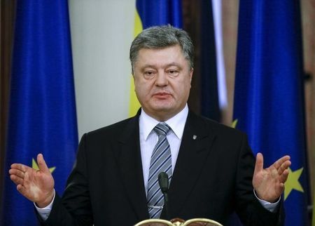 Ukraine's President Poroshenkospeaks during a news conference in Kiev