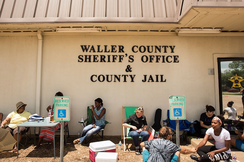 Vigil at the Waller Co. sheriff's office in Hempstead Texas for Sandra Bland the 28-year-old woman who died in the jail days after arriving in the area to start a new job