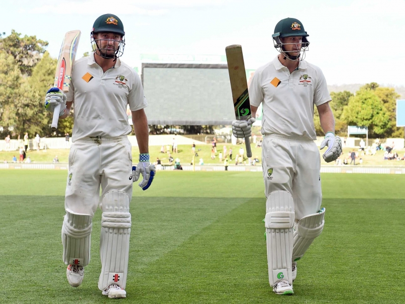 Shaun Marsh and Adam Voges leave the field unbeaten on Day 1 of the Hobart Test against West Indies