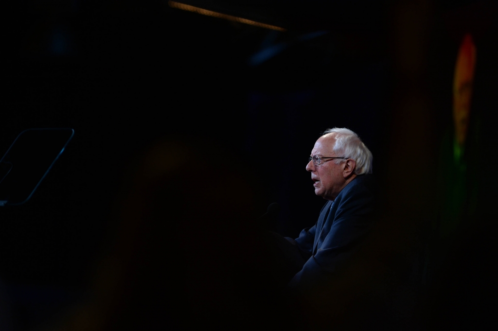 MANCHESTER NH- NOVEMBER 29 Democratic Presidential candidate Bernie Sanders speaks at the Jefferson Jackson Dinner at the Radisson Hotel