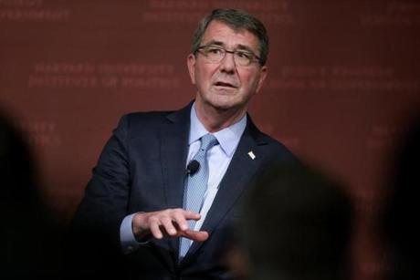 Defense Secretary Ashton Carter spoke at Harvard’s Kennedy School on Tuesday evening