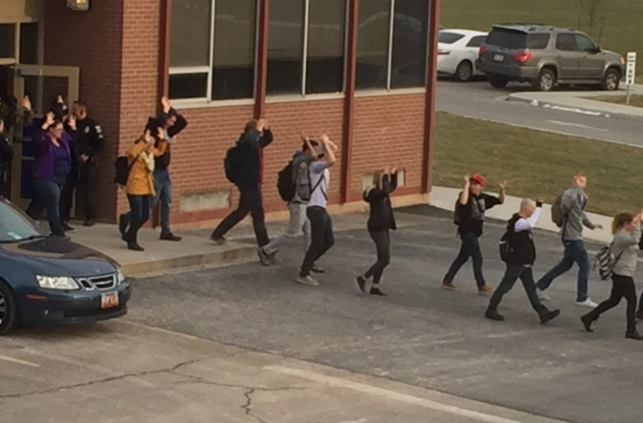 Students leave the school during the lockdown. A threat of weapons initiated the lockdown at Pleasant Grove High school