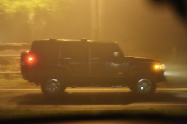 A vehicle leaves the Federal Correctional Institution on the morning that television personality Teresa Giudice is released