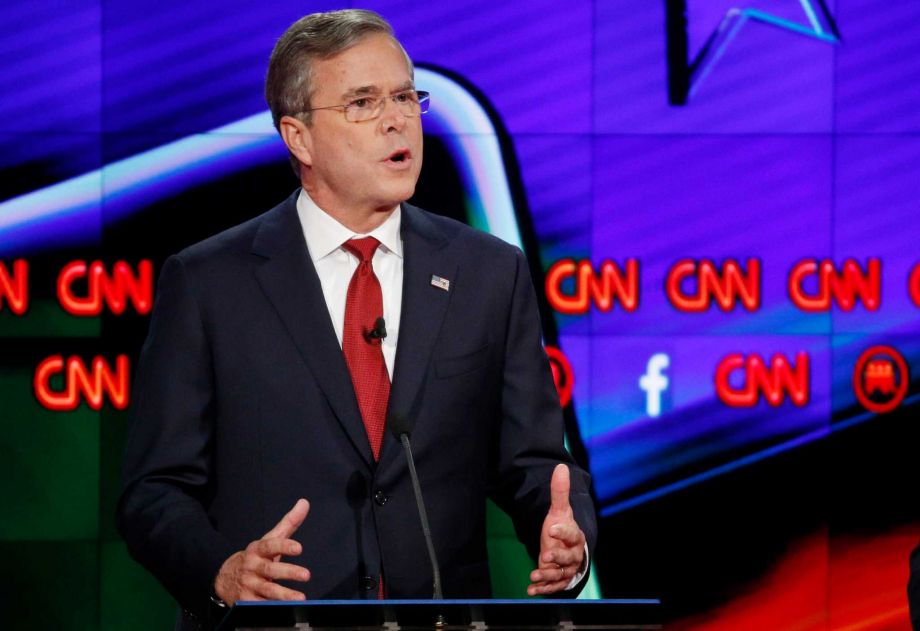 Jeb Bush speaks during the CNN Republican presidential debate at the Venetian Hotel & Casino on Tuesday Dec. 15 2015 in Las Vegas